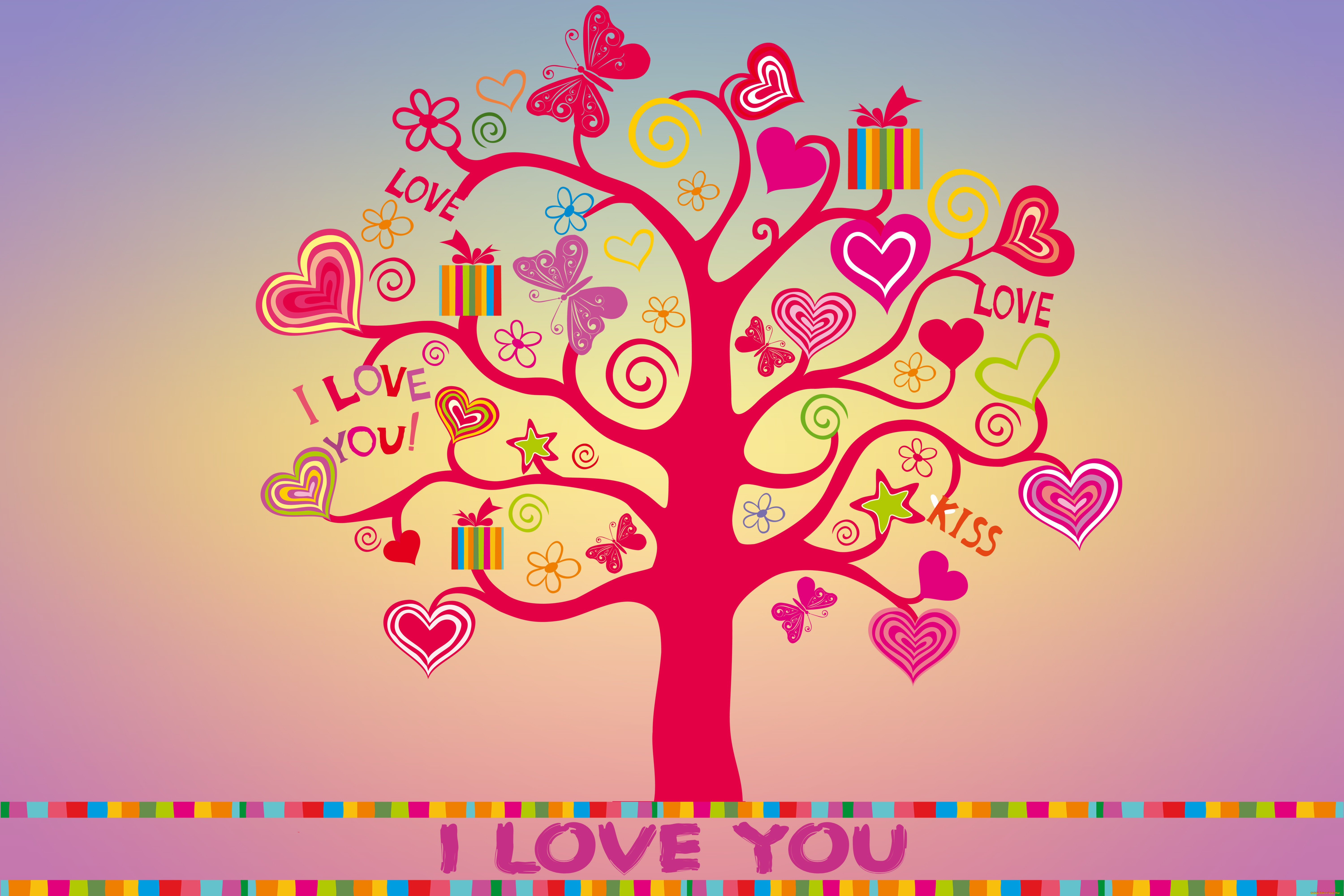 ,   ,  ,  , i, love, you, , background, colorful, sweet, butterfly, , , romantic, hearts, tree